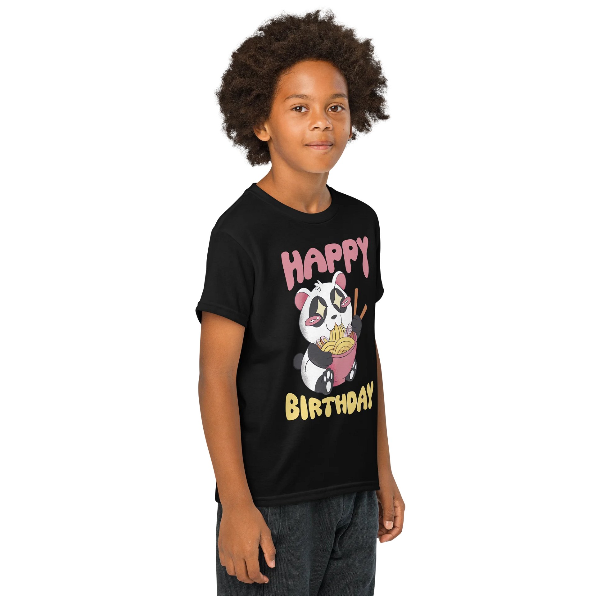 Happy Birthday (Panda Eating Noodles) T-Shirt For Kids product image (4)