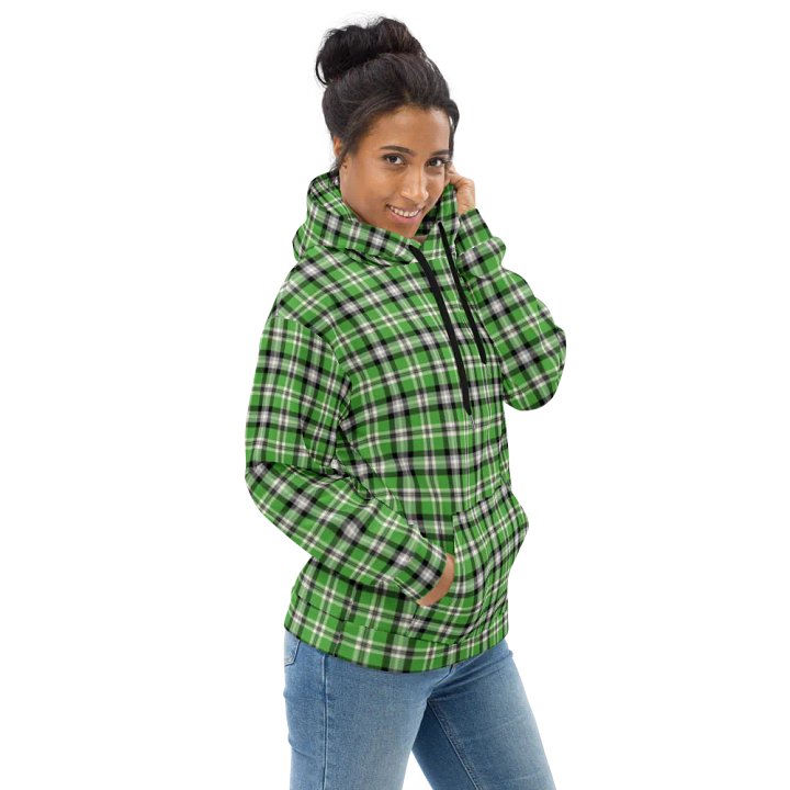 Bright Green, Black, and Gray Plaid Hoodie product image (1)