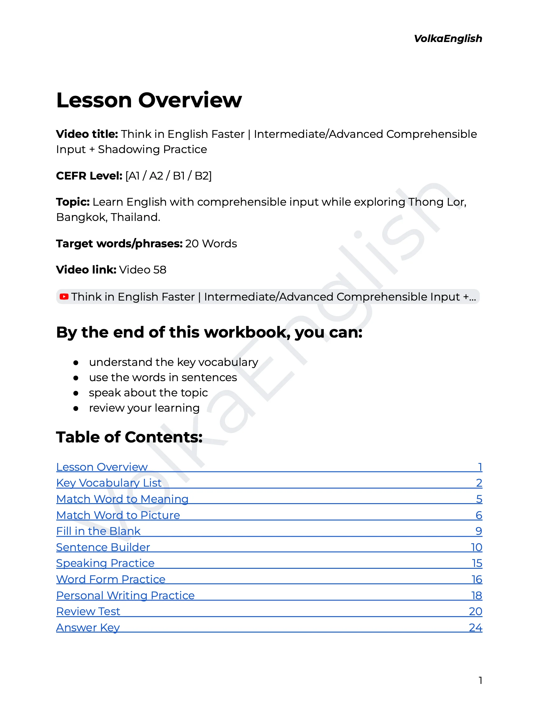 Think in English Faster | Intermediate/Advanced Comprehensible Input + Shadowing Practice - Video 58 Study Pack product image (2)