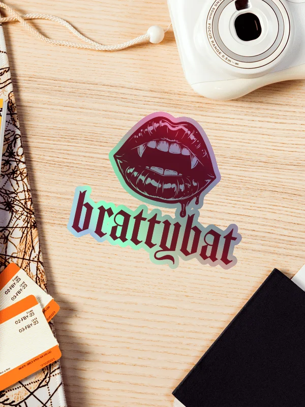 brattybat holographic logo sticker - red product image (4)