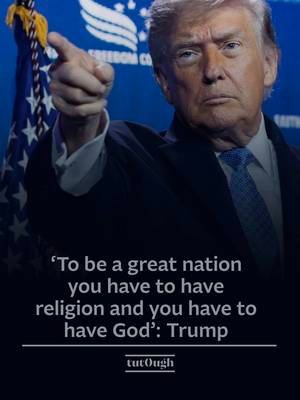 🇺🇸US President Donald Trump addressed the Faith & Freedom Coalition 2026 Policy Conference at the Washington Hilton, focusing on religion, national identity, and political mobilisation in the United States. In his remarks, Trump stressed the role of faith in governance, stating: “to be a great nation you have to have religion and you have to have God in your nation.” He added: “If you don’t have that, it just doesn’t seem to work out.”   Trump further credited the Faith & Freedom Coalition with extensive electoral mobilisation efforts, stating: “The Faith and Freedom Coalition was with us every step of the way,” and highlighting their voter outreach, including door-knocking, messaging, and calls during the campaign cycle. ℹ️  @The White House  📸  US President Donald Trump points his finger during the Faith & Freedom Coalition's 2026 Policy Conference at the Washington Hilton, in Washington, DC [File: Evan Vucci/Reuters] #UnitedStates #DonaldTrump #USPolitics #Geopolitics #WorldNews