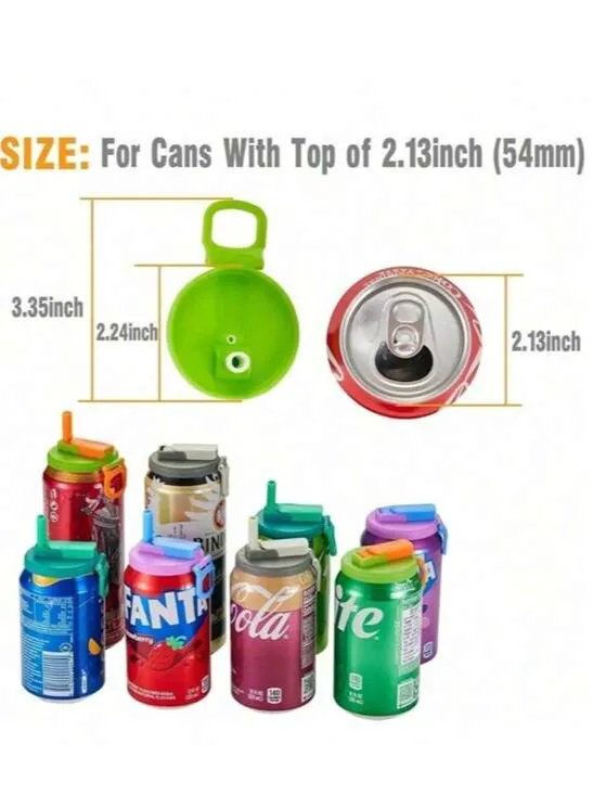 Reusable Silicone Soda Can Lid With Straw — Sealed Soda Cans Cover For Canned Beverage Beer Juice — Blue product image (2)