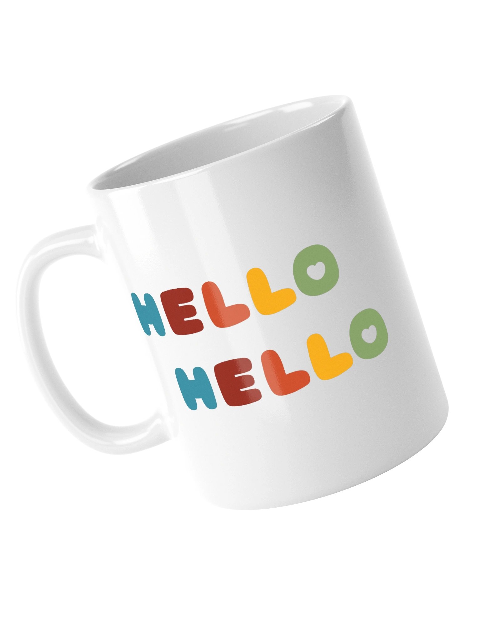 Hello Hello (Rainbow Text) White Glossy Mug product image (5)