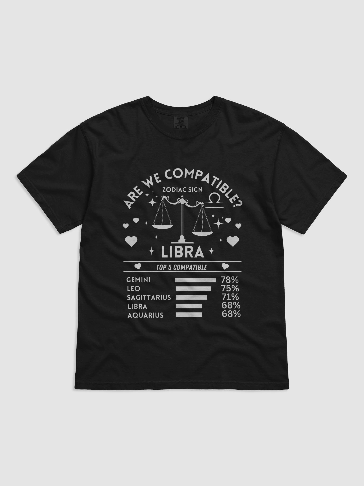 Libra Zodiac Sign Romantic Compatibility T-Shirt - Dark Comfort Colors 1717 product image (7)
