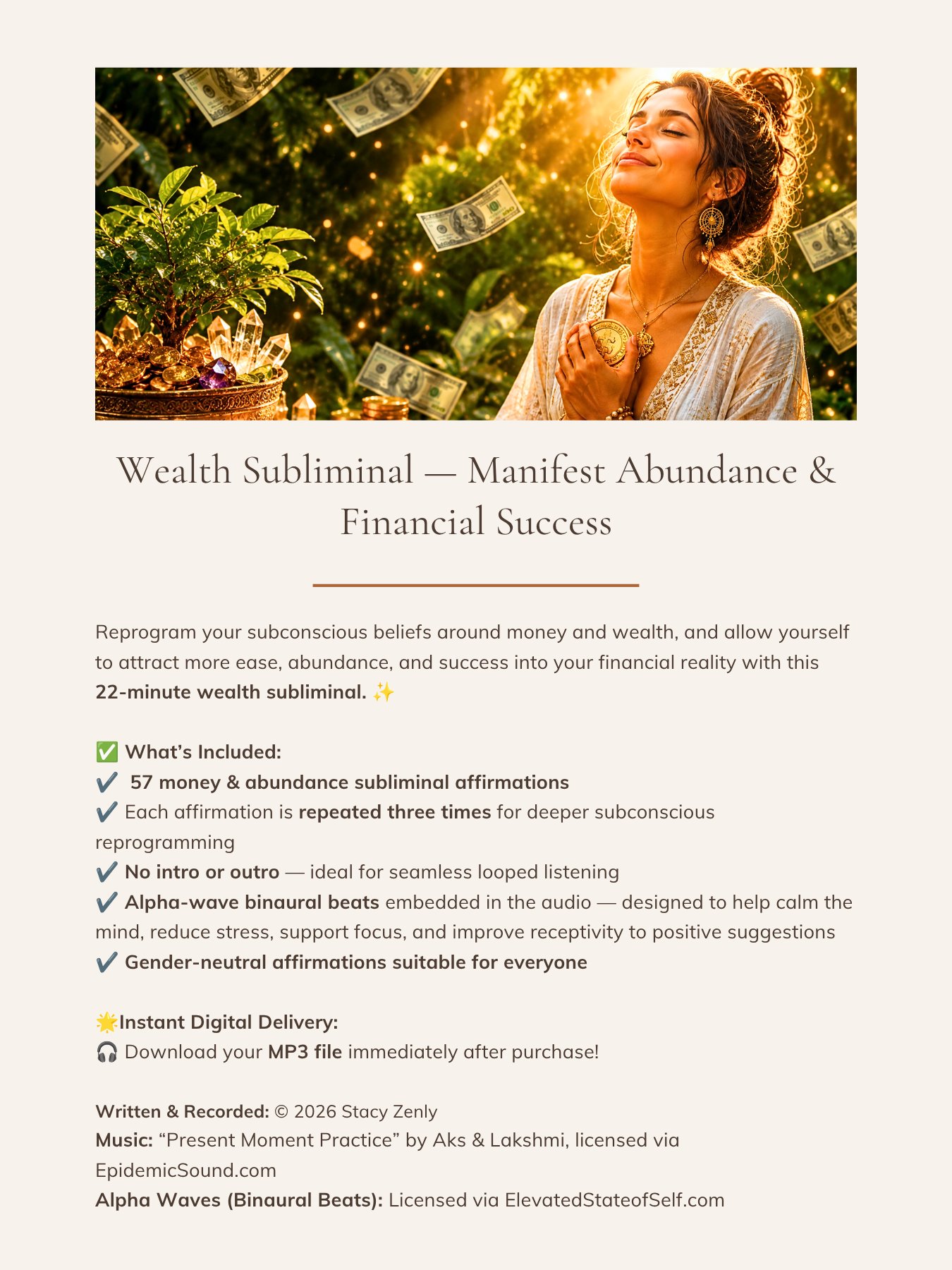 Wealth Subliminal — Manifest Abundance & Financial Success | MP3 Download product image (2)