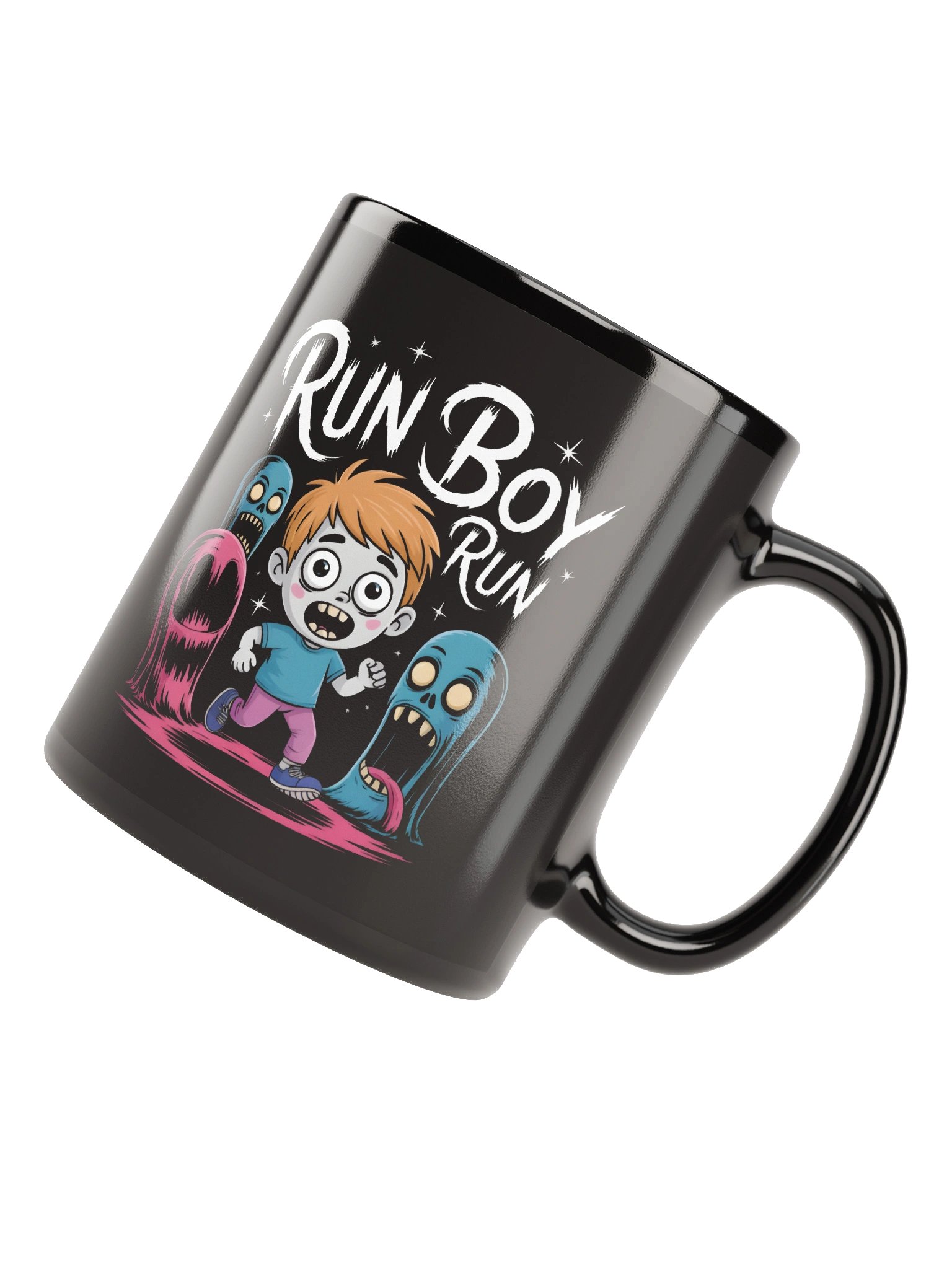 Run Boy Run Monster Glossy Black Mug product image (4)