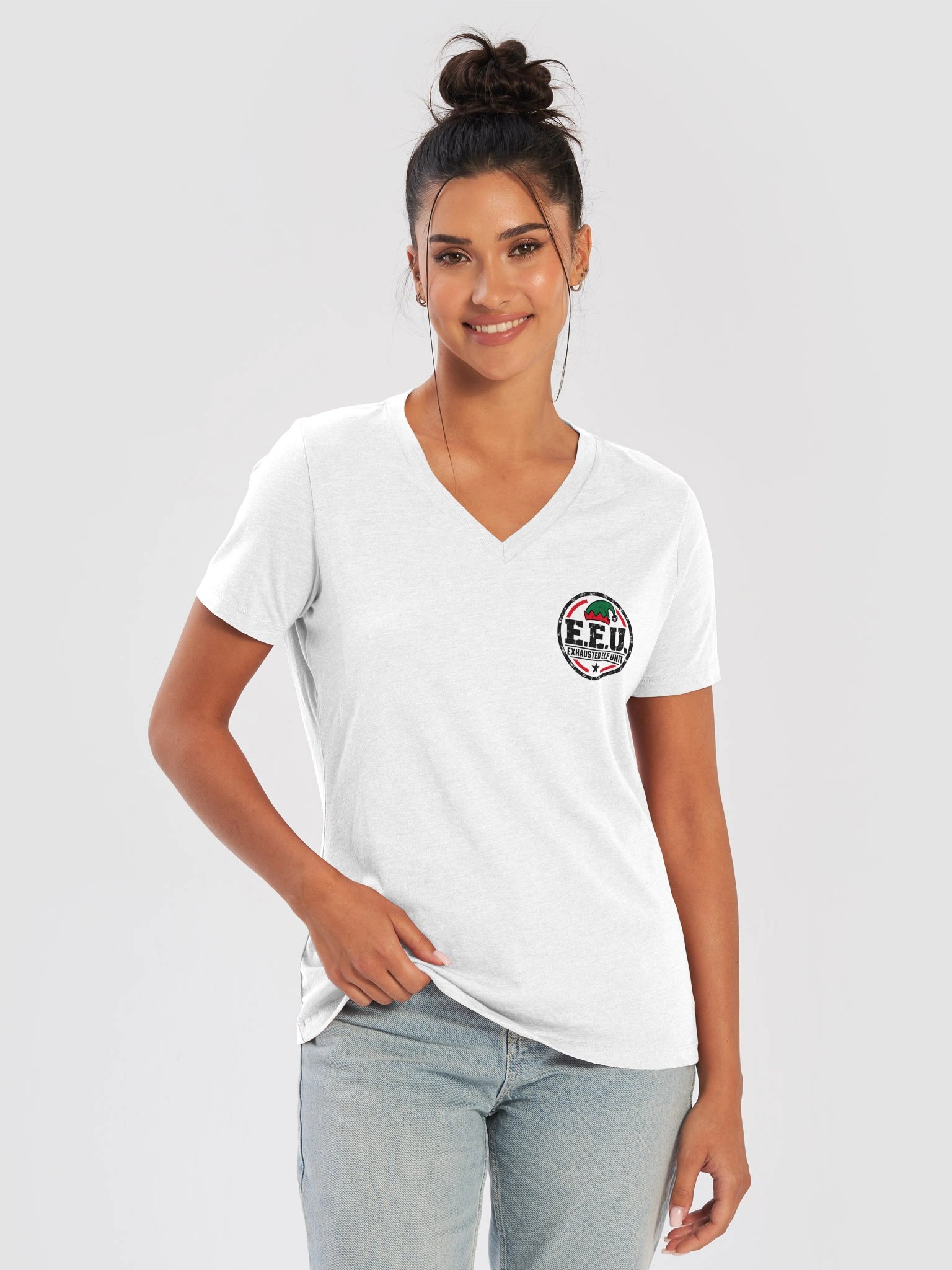 Exhausted Elf Unit Crew Women's V-Neck | White product image (9)