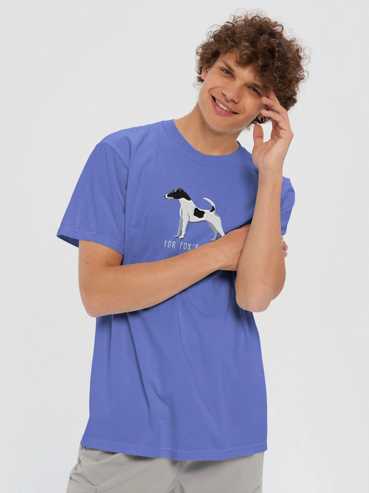 For Fox's Sake T-Shirt(Embroidered) of a Smooth Fox Terrier(Black & White 2) product image (8)