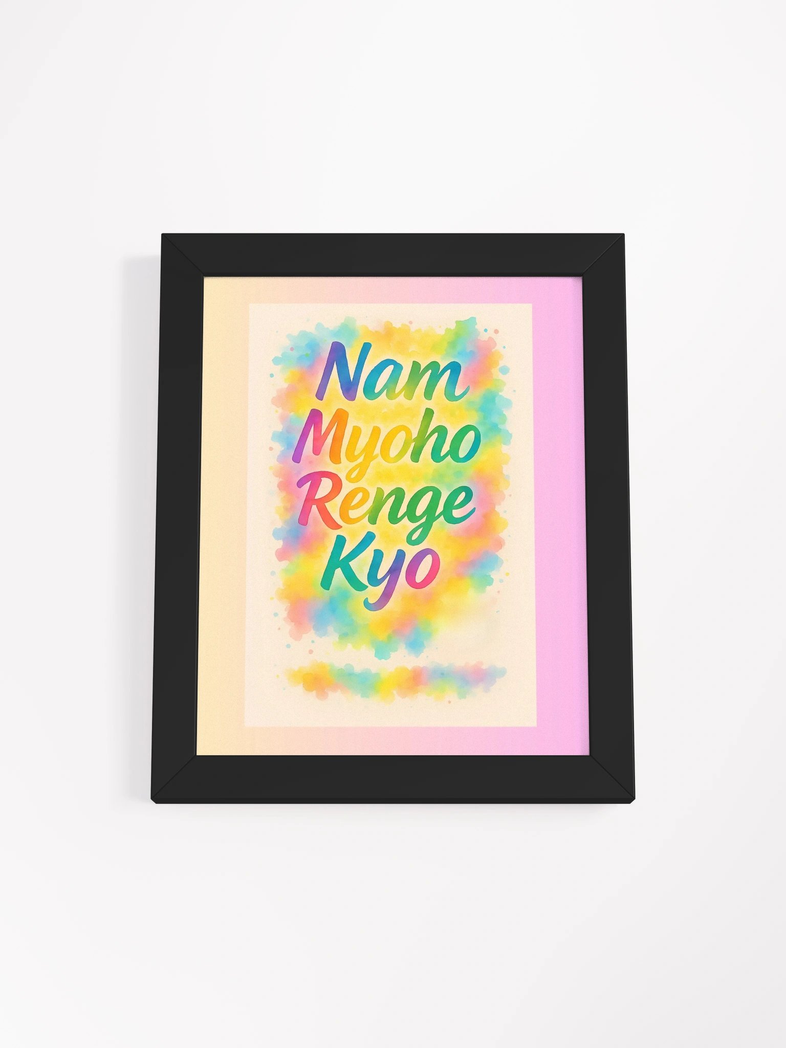 Nam Myoho Renge Kyo Watercolor Poster – Framed Buddhist Wall Art for Daily Practice product image (1)