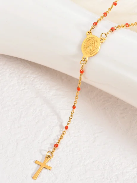 Médaille Croix & Perles - Acier Inoxydable product image (3)