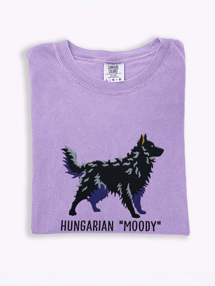 Hungarian Moody T-Shirt(Embroidered) of a Hungarian Mudi(Black) product image (1)
