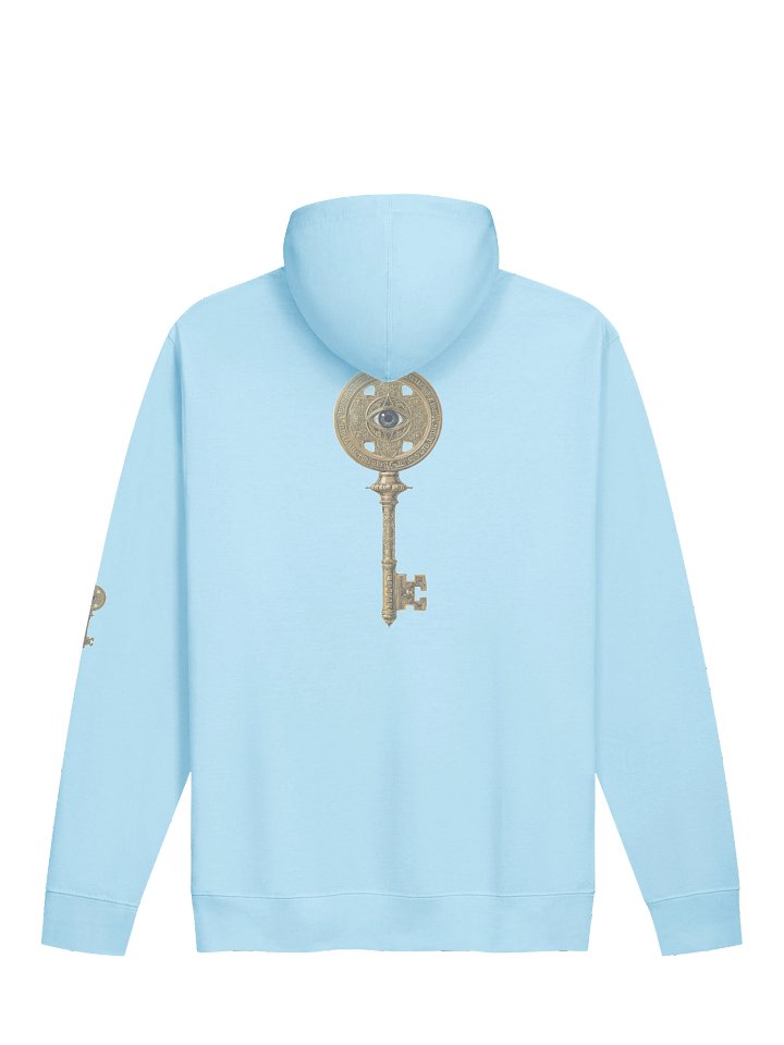 The Gatekeeper’s Key – Blue Aqua Reverse Edition (Back + Left Sleeve Print) | Unisex Midweight Hoodie product image (2)