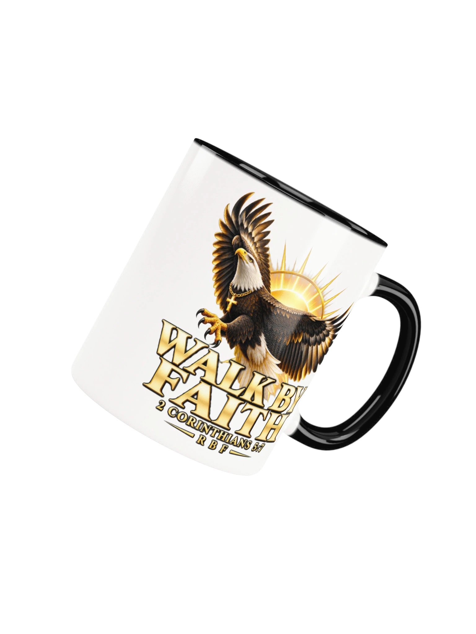 Walk by Faith Golden Eagle Mug — 2 Corinthians 5:7 product image (4)