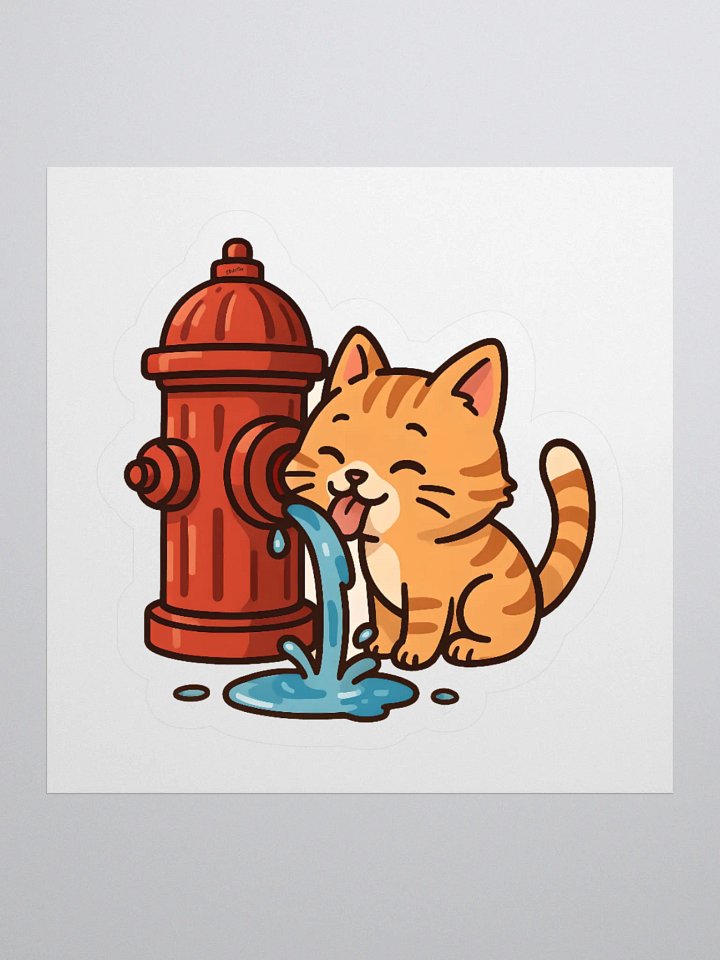 cat that likes water sticker product image (1)