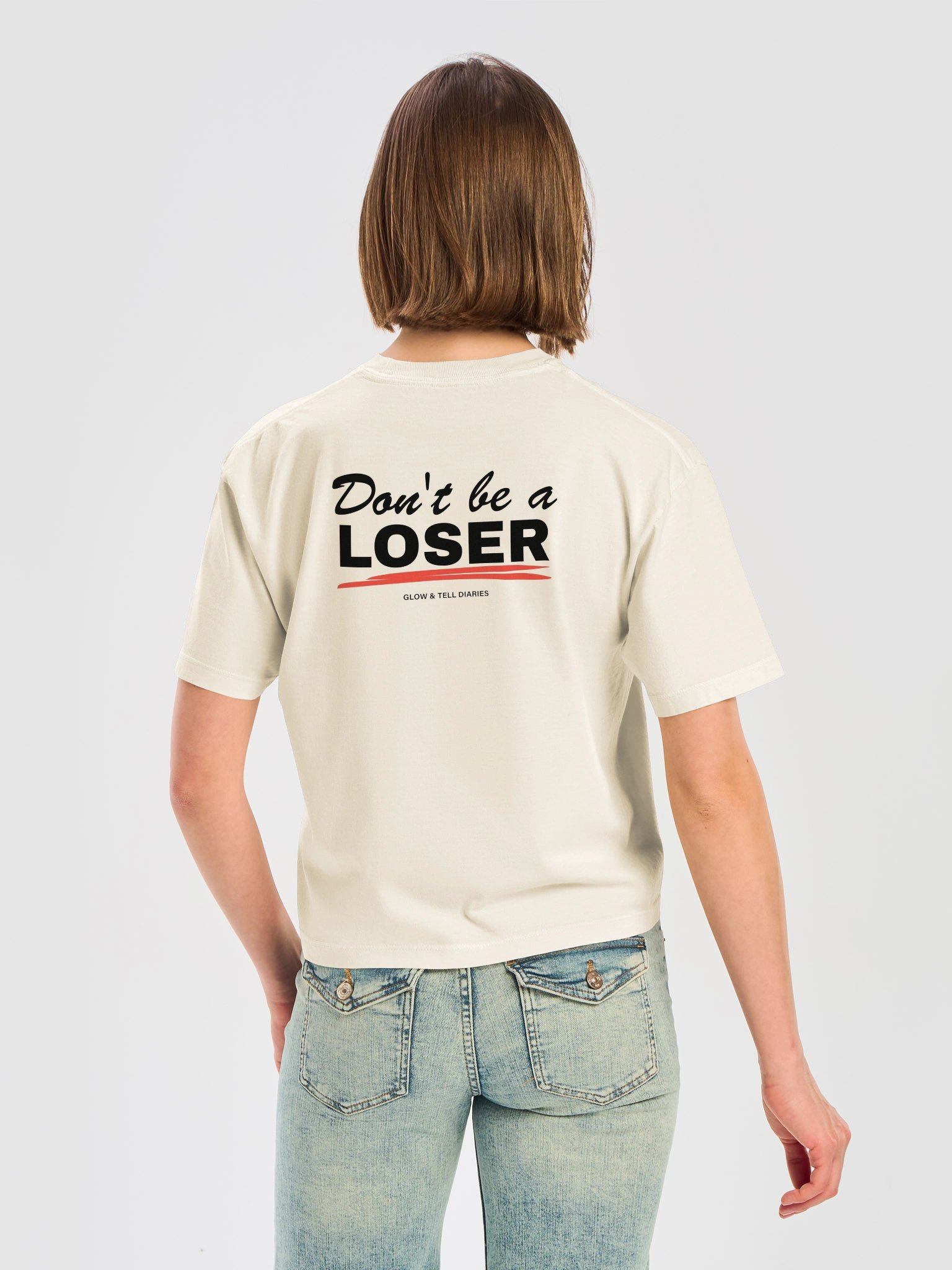 Don't be a LOSER womens boxy Tee Bone product image (6)