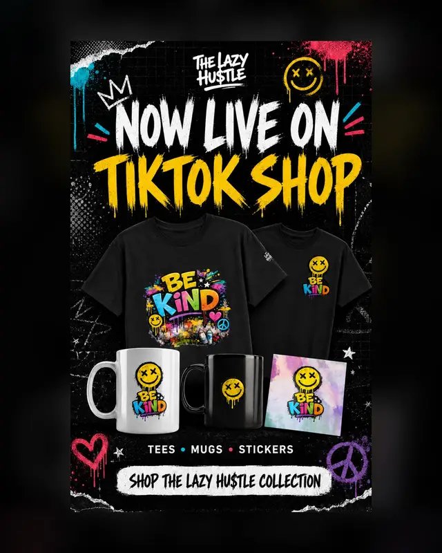 Built with intention. Made to spread better energy. Shop our BE KIND tees, mugs, and stickers—and carry the message wherever you go. 🛍️ TAP THE PRODUCT LINK AND SHOP THE LAZY HU$TLE COLLECTION. #TheLazyHustle #BeKind #BeKindAndSmile #TikTokShop #KindnessMatters