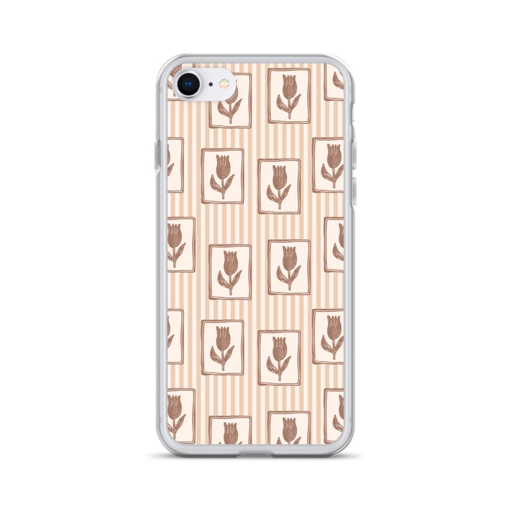Vintage Tulip Stripe Aesthetic Clear iPhone Case product image (28)