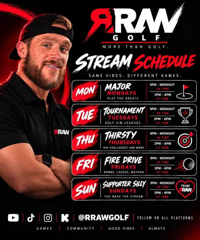 all new stream schedule! lets get at it!  #golf #tiktoklive #livestream #golfsimulator #simgolf 