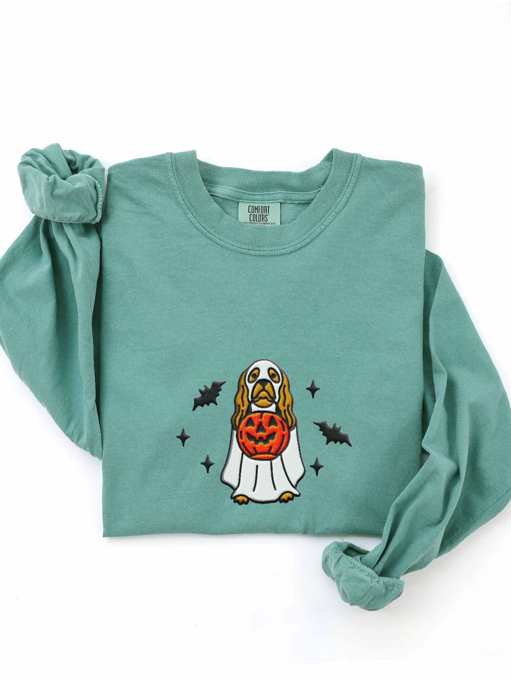 Halloween American Cocker Spaniel(Brown) Embroidered Long-sleeved T-Shirt product image (1)