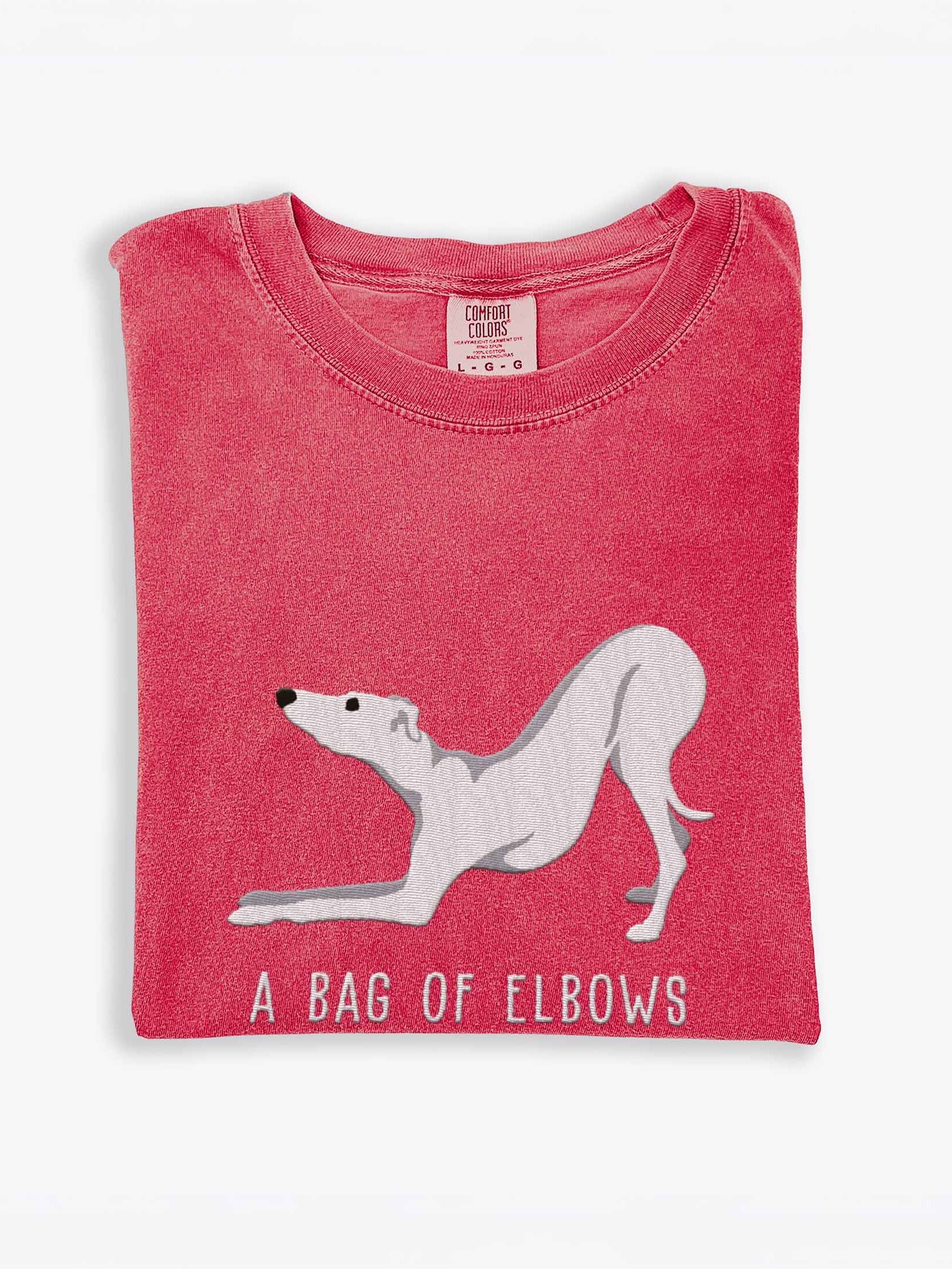 A Bag of Elbows T-Shirt(Embroidered) of an Italian Greyhound(White) product image (1)