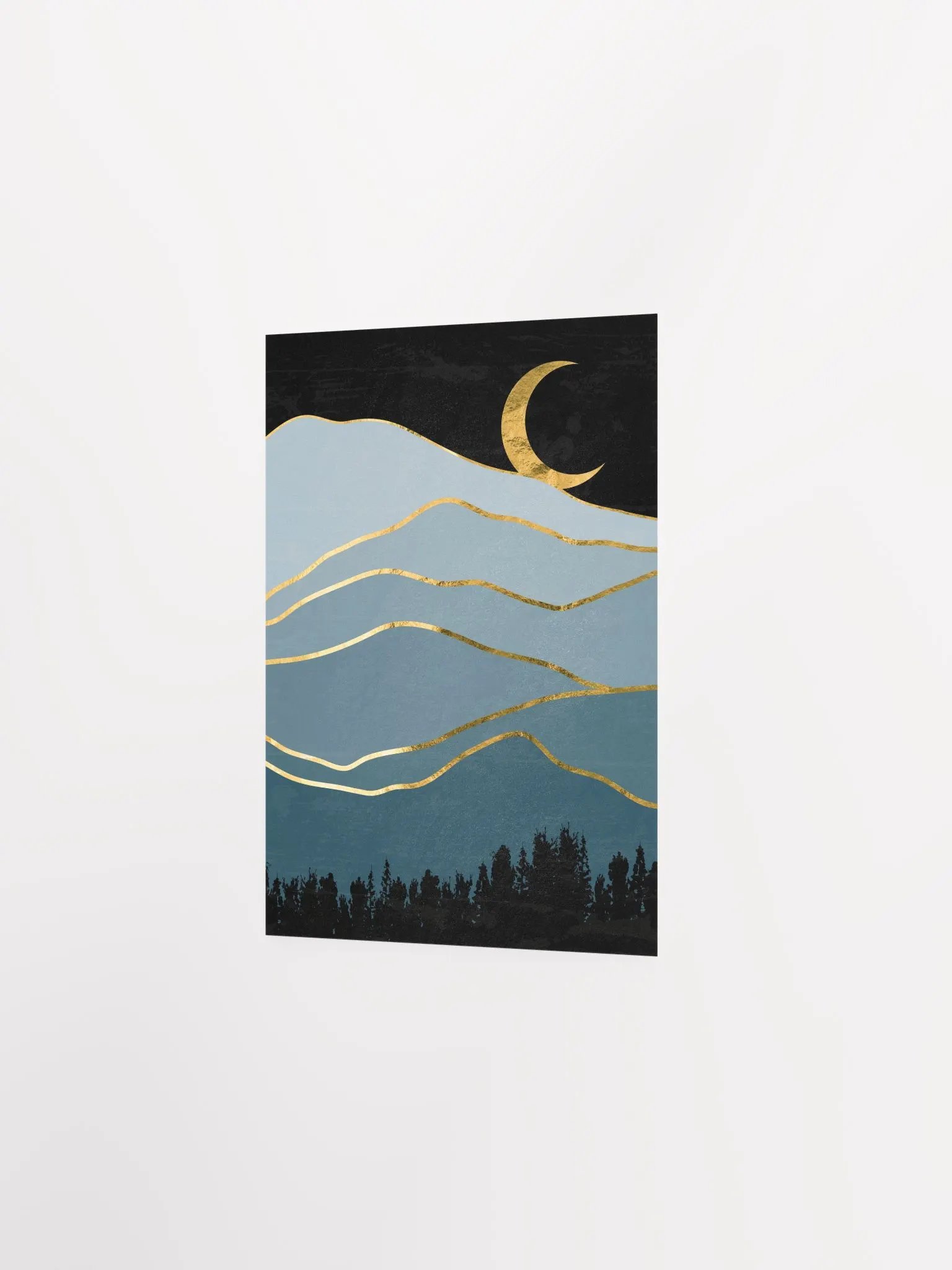 Golden landscape with moon #3 — Japanese golden poster, travel poster, aesthetic poster product image (7)