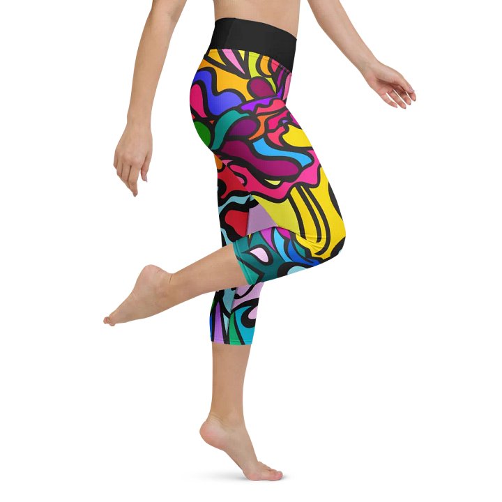 Vibrant Swirl All-Over Yoga Capri Leggings - Wave at Sunset product image (1)