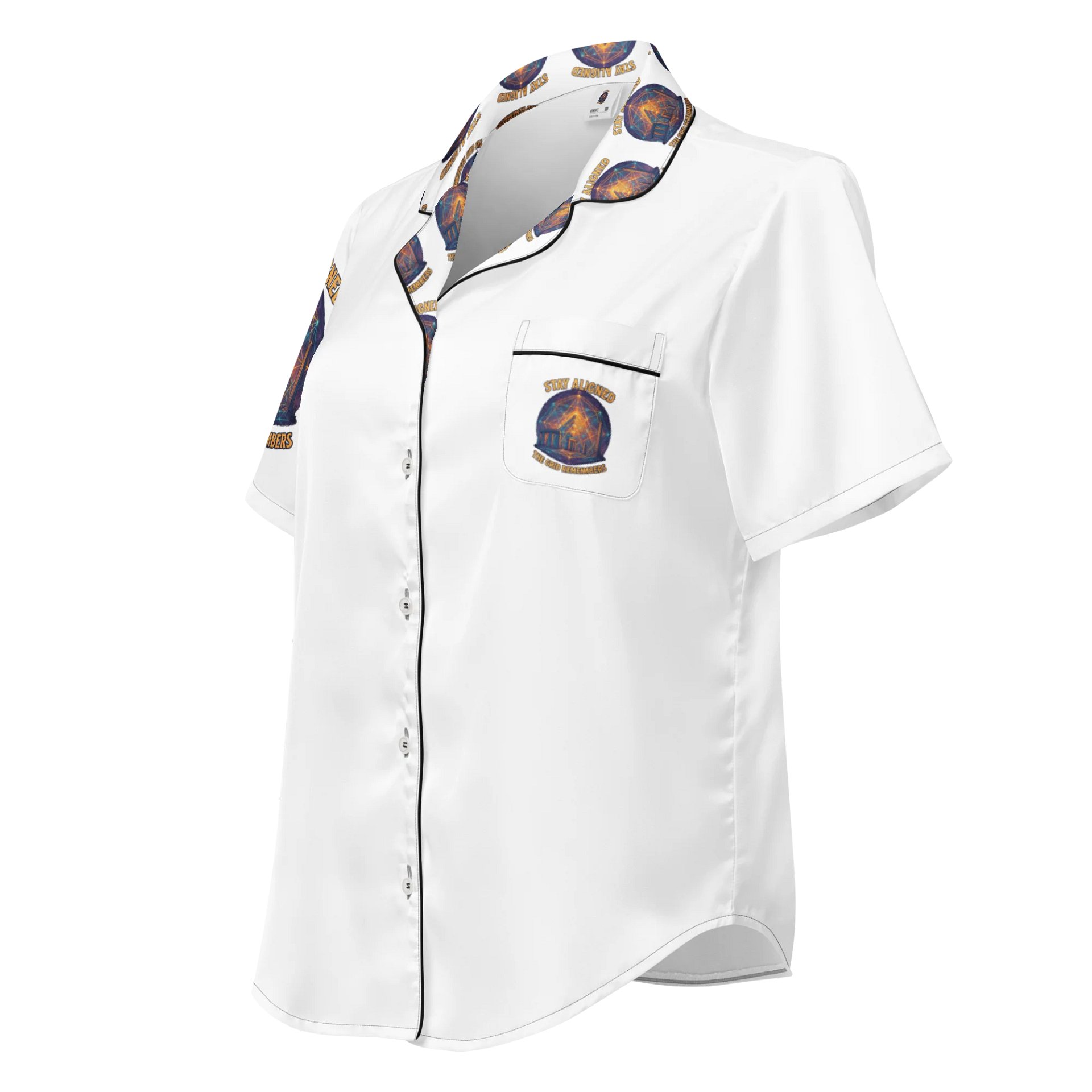 🔥 Stay Aligned The Grid Remembers 🔥 Silky Ritual Pajama Top All-Over Print Edition product image (1)