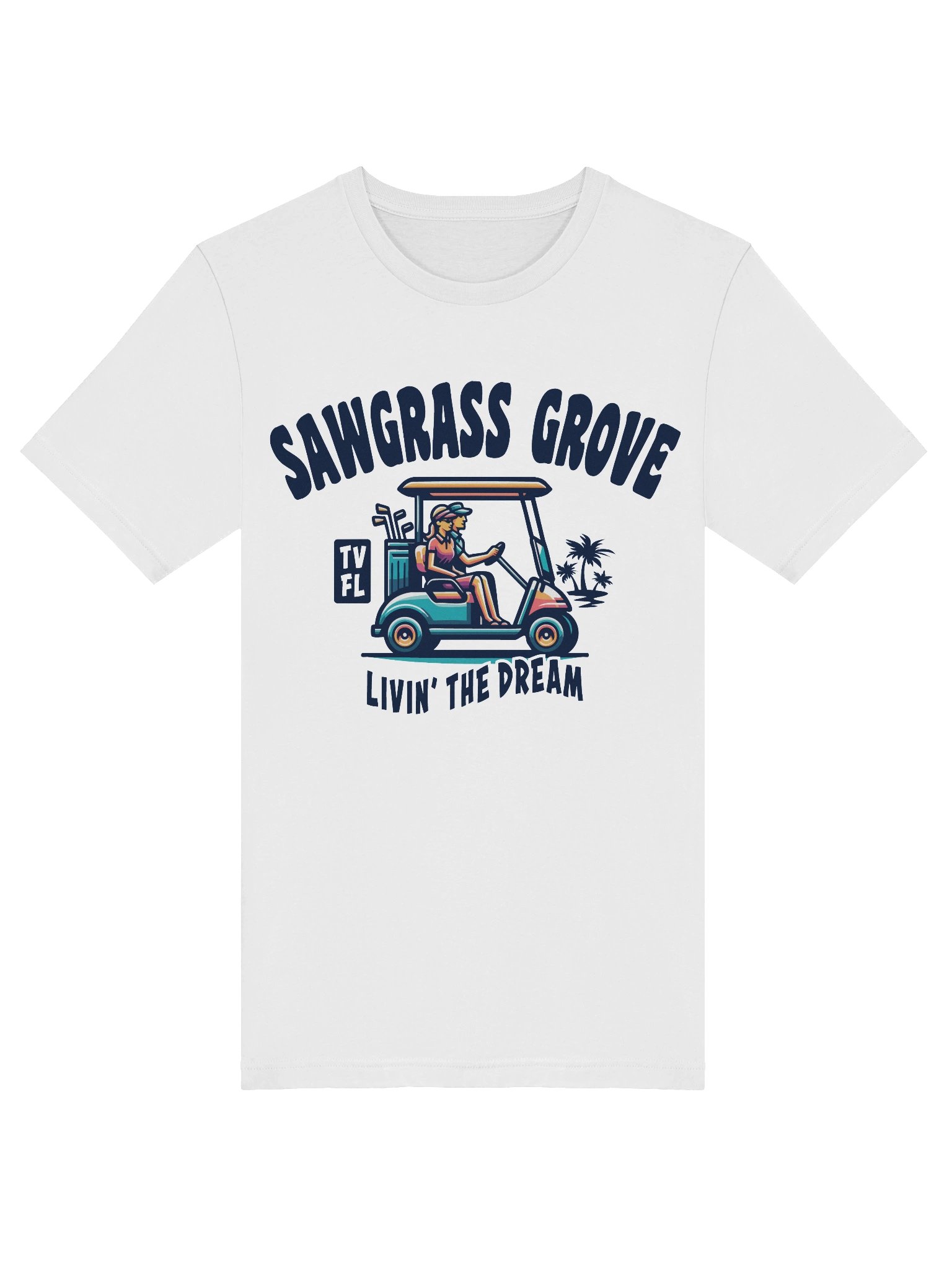 Sawgrass Grove TV Florida USA Fun Golf Cart Design T-shirt product image (29)