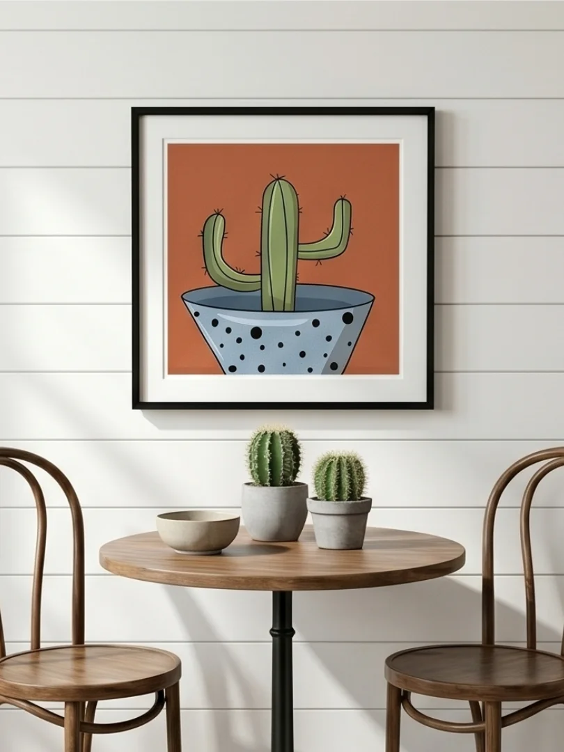 Free Hugs: Illustrated Desert Saguaro Framed Print product image (1)