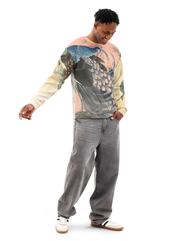 Peacocks All-Over Print Unisex Cotton Sweatshirt product image (2)