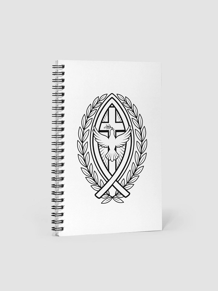 Christian Prayer Journal, Ichthus Cross Dove Olive Branch Blank Lined Notebook, Faith-Based Spiral Journal product image (1)