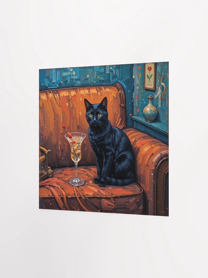BLACK CAT ON COUCH NEXT TO MARTINI product image (9)