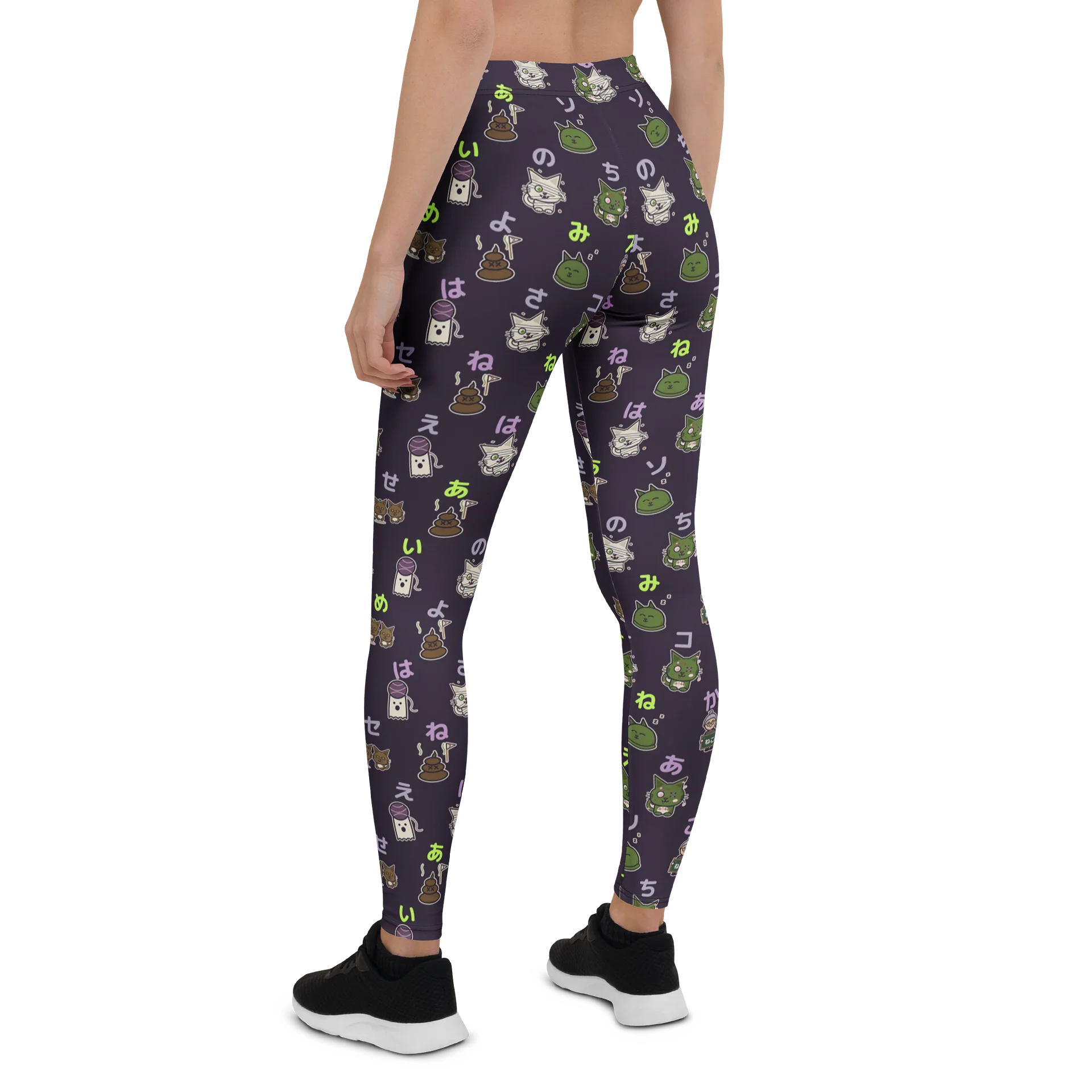 Zombie Cat Kana All-Over Print Leggings product image (2)