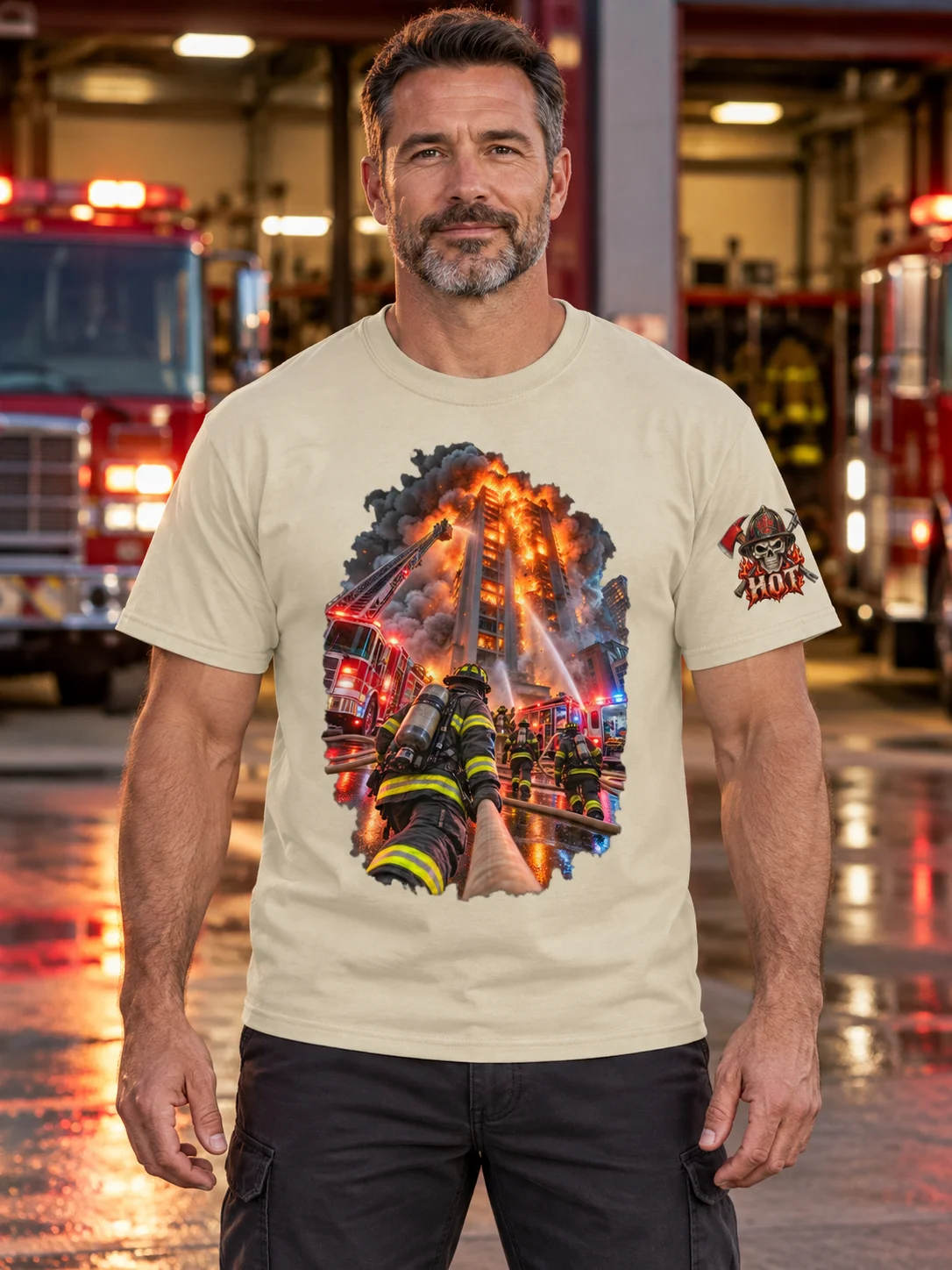 Hell on Every Floor — High-Rise Firefighter T-Shirt | FLAT OUT BROKEN™ product image (1)