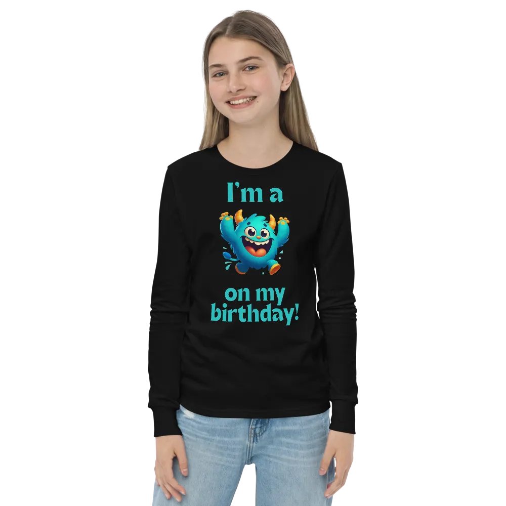 Cheerful Birthday Monster Youth Long Sleeve T-Shirt product image (2)