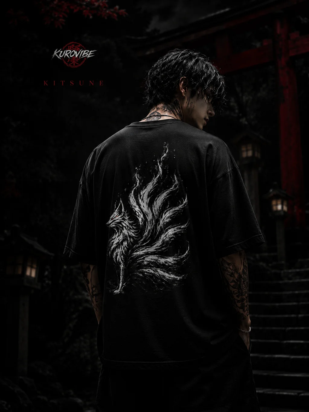 Void Kitsune Oversized Anime T-Shirt | KuroVibes product image (3)