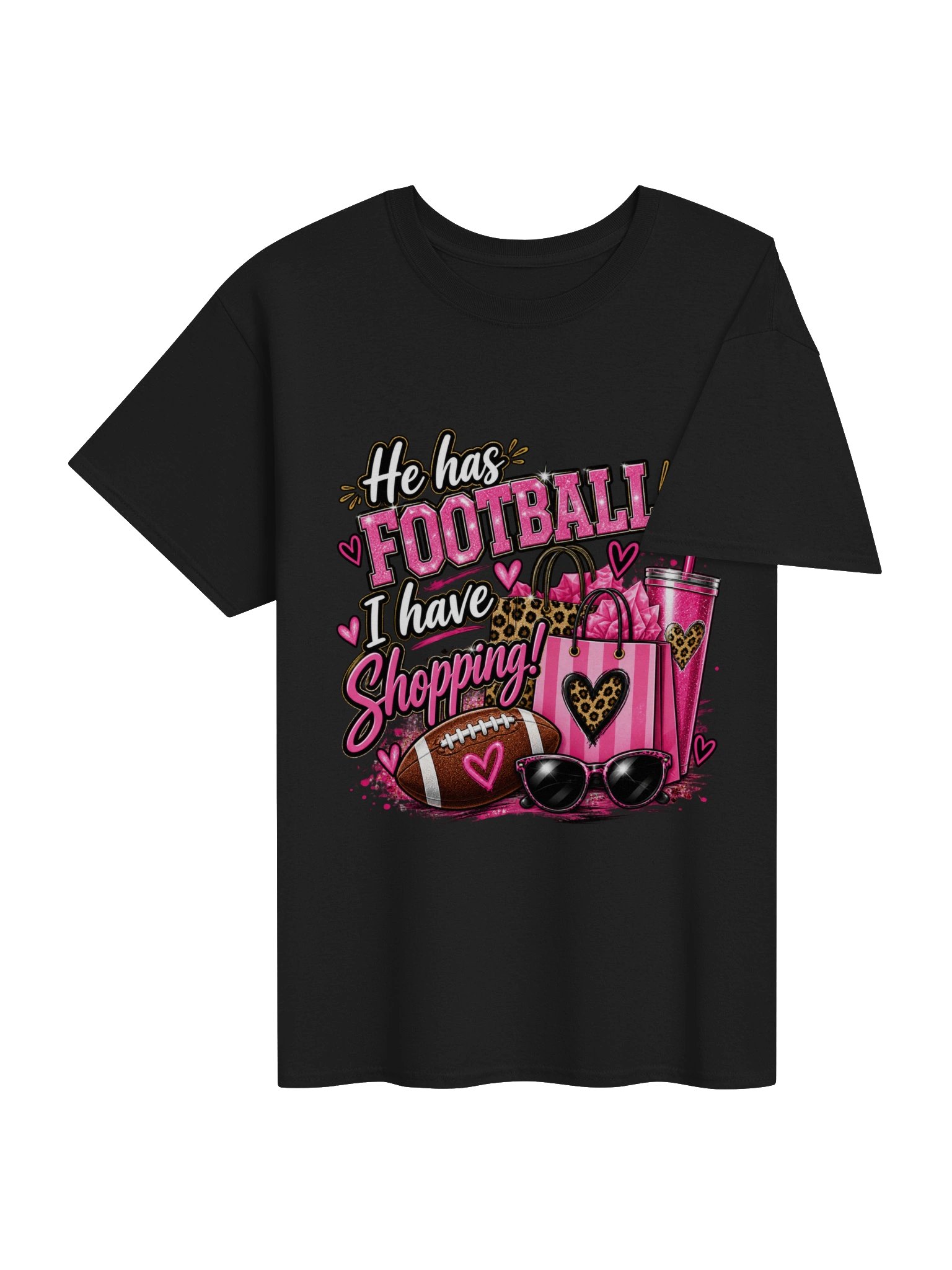 He Has Football, I Have Shopping Glitter Tee product image (16)
