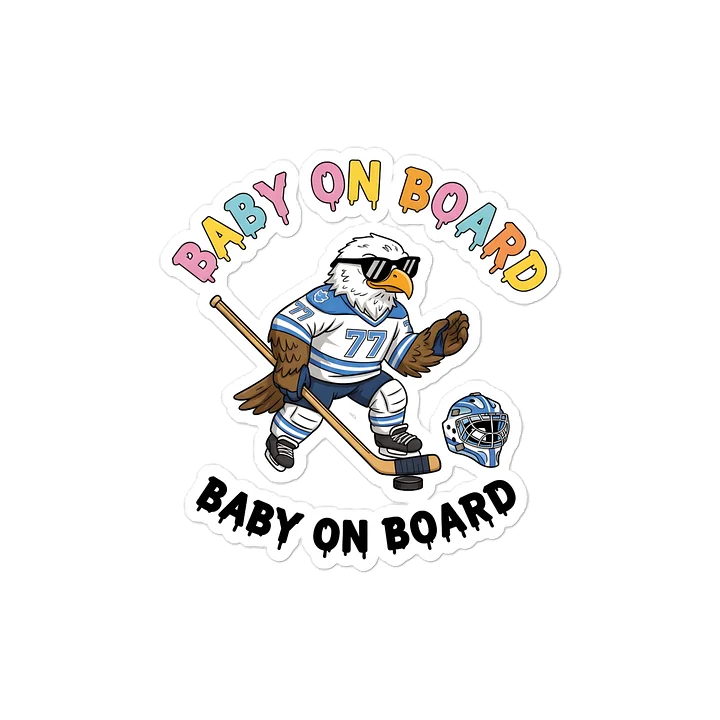 Funny Eagle Hockey Baby on Board Sticker - 5x5 Weatherproof Vinyl Car Decal - Premium Sporty Eagle Hockey Gift product image (1)