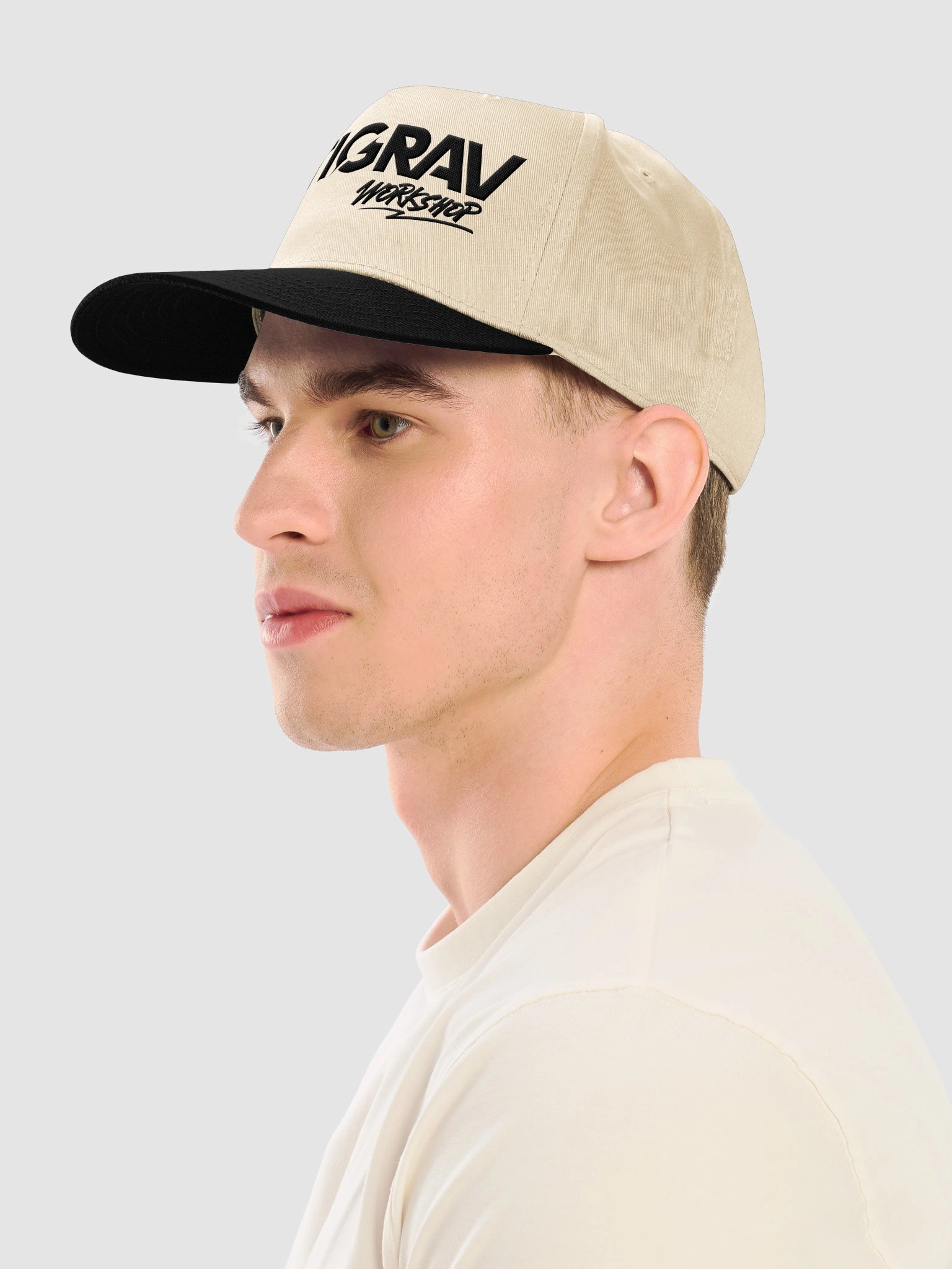Antigrav Workshop Mid-Profile Baseball Cap | Embroidered Two-Tone Hat | Black/Natural product image (3)