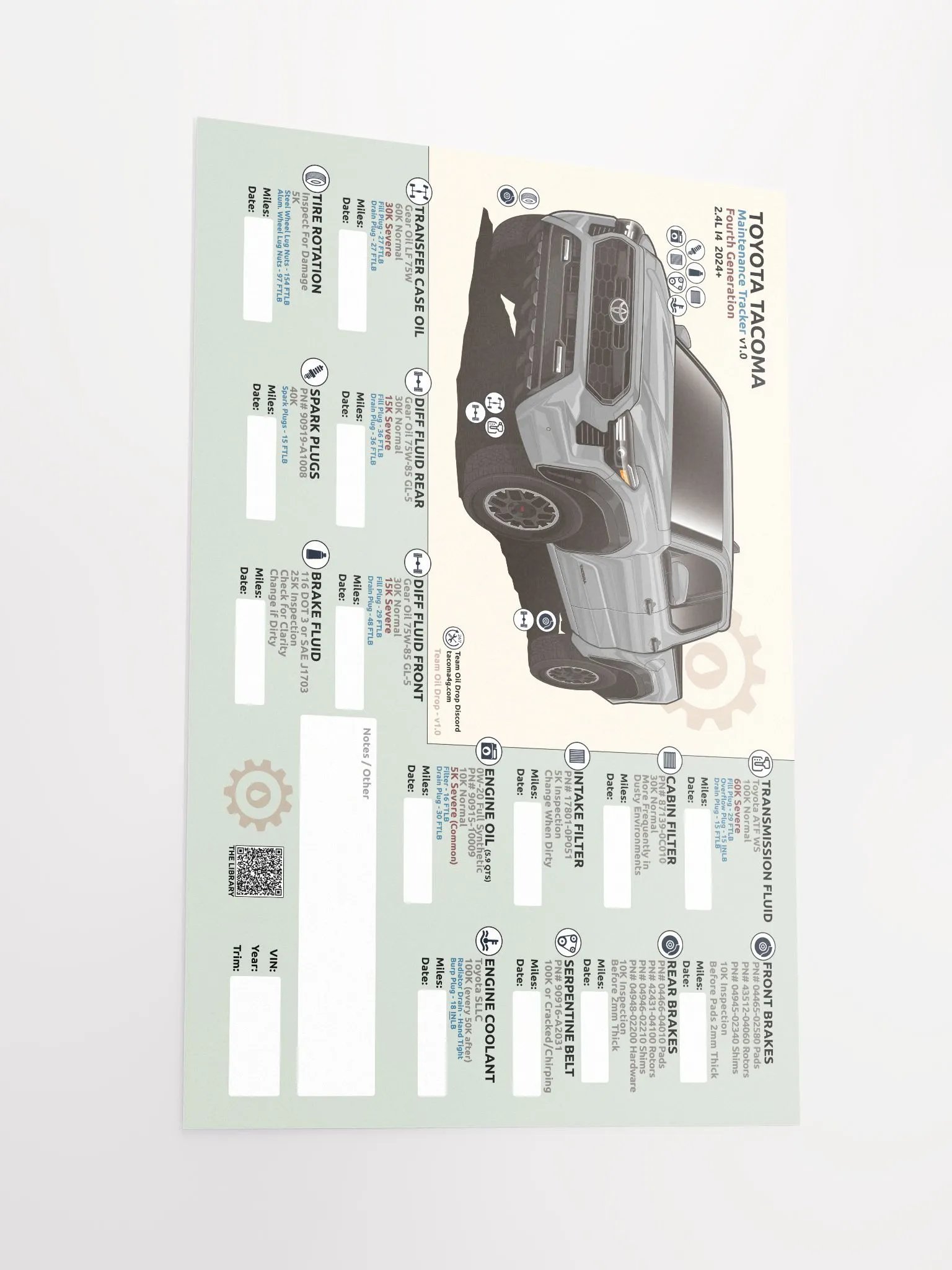 4TH GEN MAINTENANCE TRACKER V1.0 - Silver product image (3)