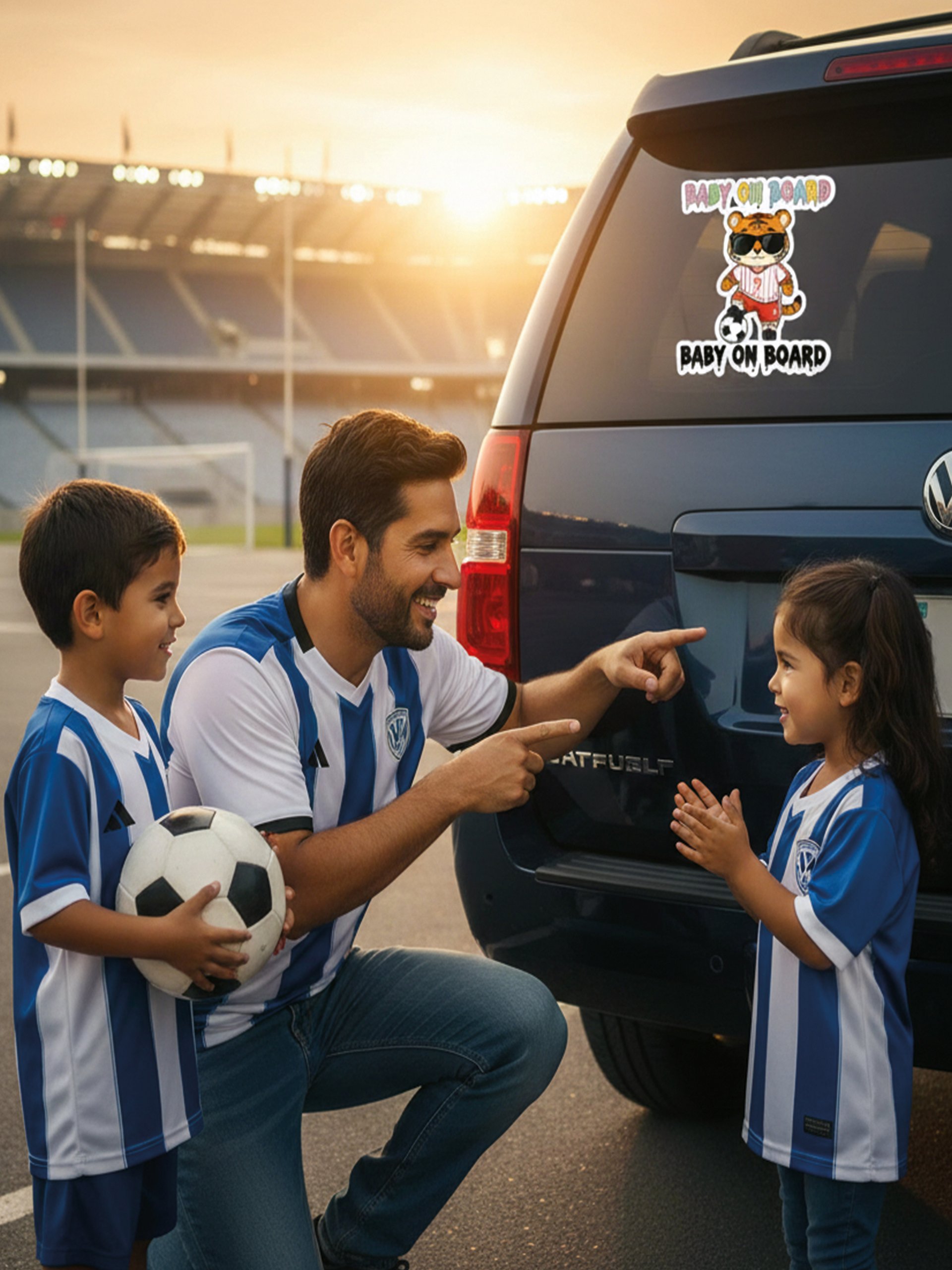 Funny Tiger Soccer Baby on Board Sticker - 5x5 Weatherproof Vinyl Car Decal - Cute Tiger Soccer Mom and Soccer Dad Gift product image (4)