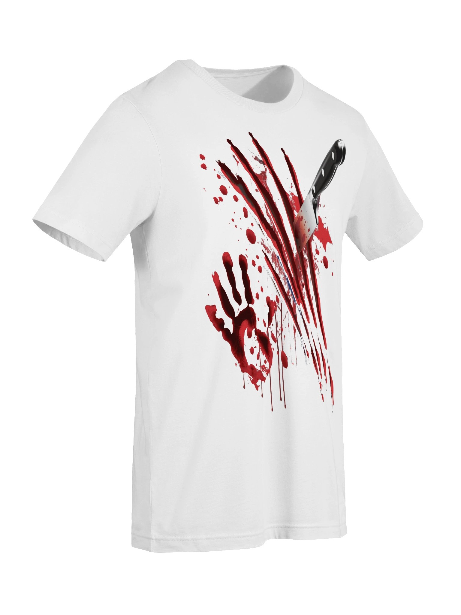 Bloody Knife Shirt – Blood Splatter Handprint Slashed Stab Wound Zombie Slasher Gore Horror product image (5)