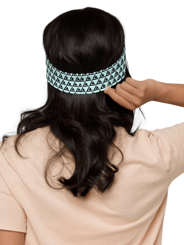 LEANDRO DE LA VEGA HEADBAND CYAN BLACK LOGO product image (1)