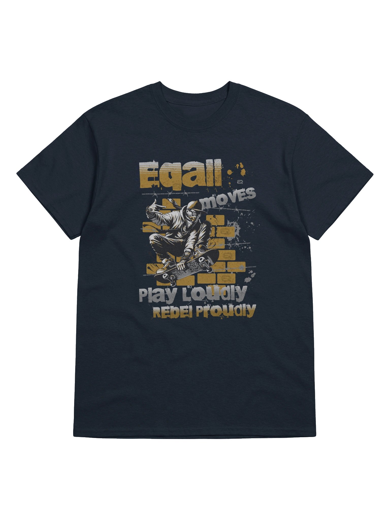 Urban Cool Skater Moves Heavyweight 100% Cotton T-shirt by EQALL® Originals_Mustard_Grey product image (1)
