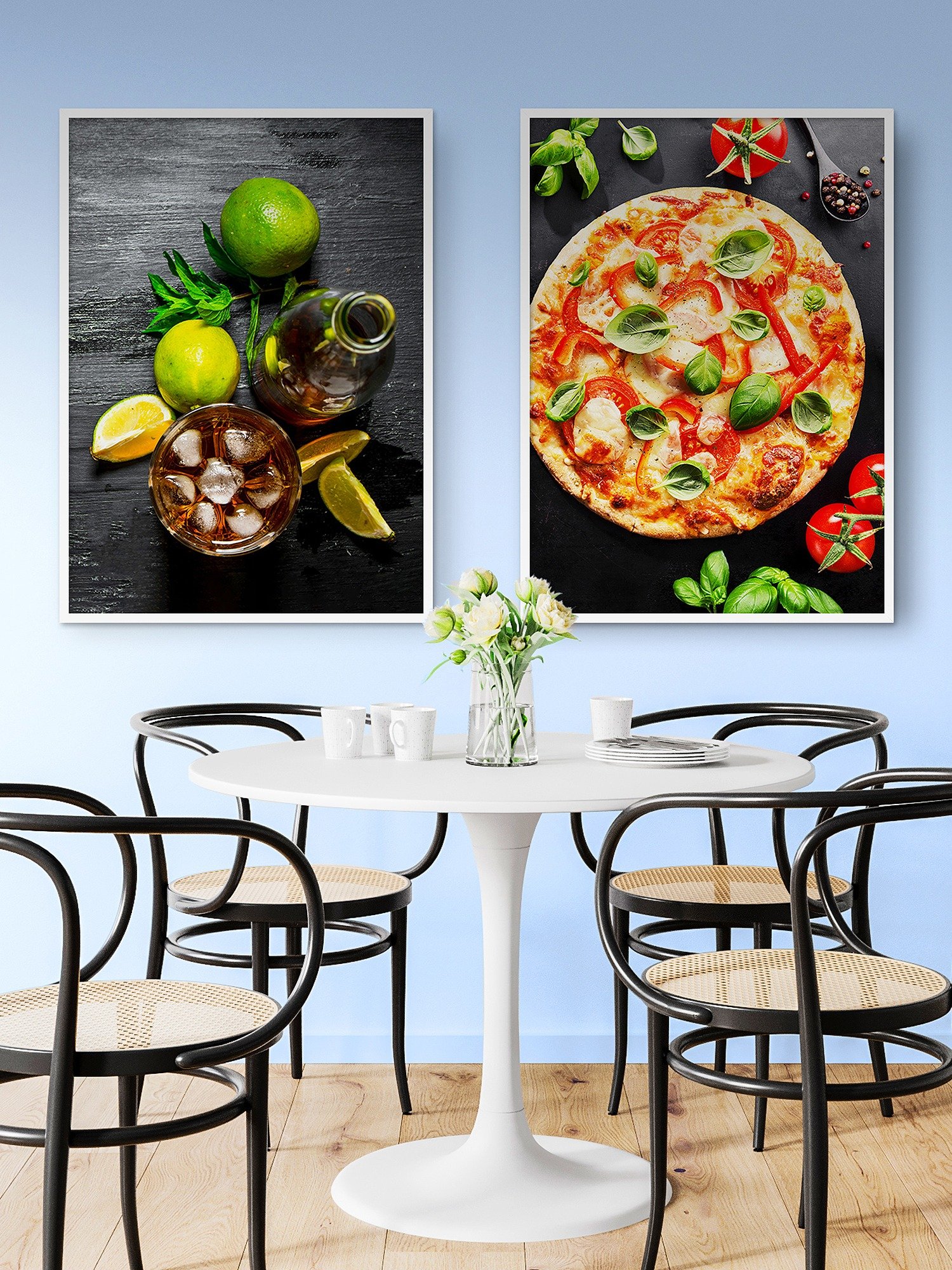 Food kitchen poster: Pizza (Italy, Rome, Italian cuisine) — Kitchen wall decor, kitchen art print, aesthetic poster, minimalist poster product image (2)