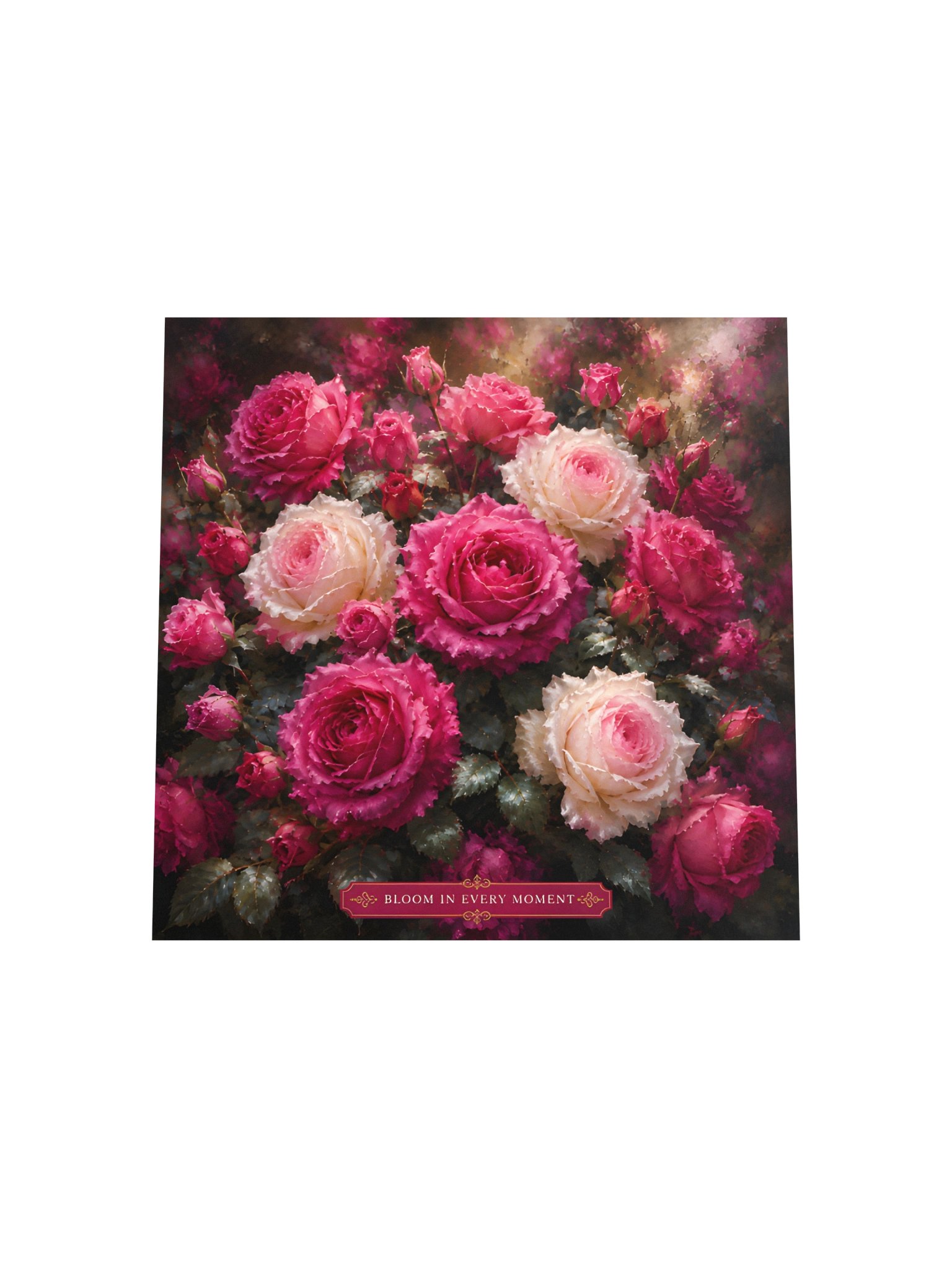 Bloom in Every Moment Pink Rose Garden 10x10 Wall Art | Romantic Floral Botanical Poster product image (5)