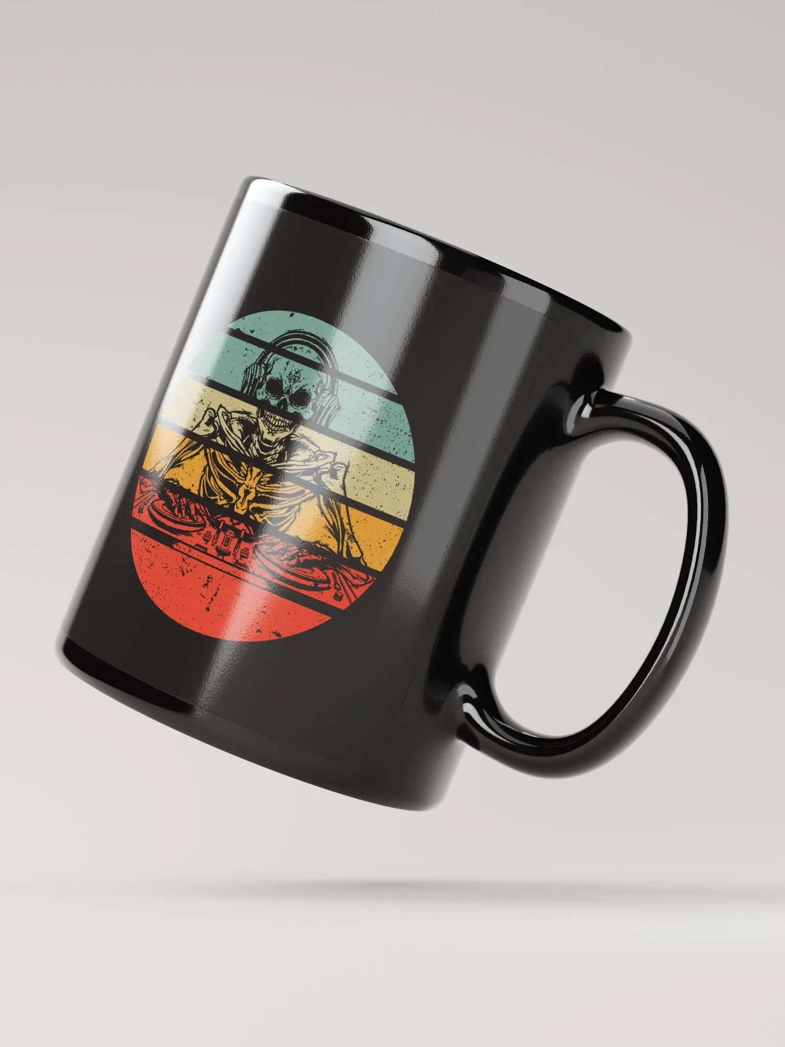 Retro DJ Skeleton Black Mug product image (4)