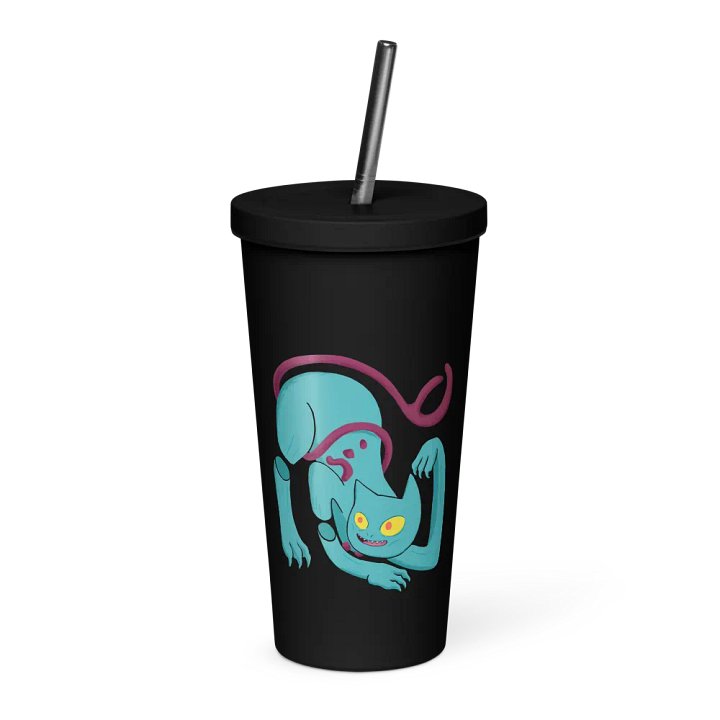 Demon Cat Insulated Tumbler with a Straw - Multicolor product image (1)