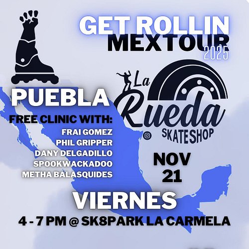 Puebla are you Ready!?! 
@la_rueda_skateshop brings you the @get_rollin MexTour once again! Join us this Friday for Free Clin...