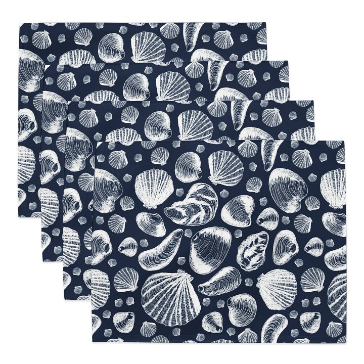 New England Tidal Treasures Placemats – White on Navy, Set of 4 | MONIQUE FAELLA DESIGNS™ product image (2)